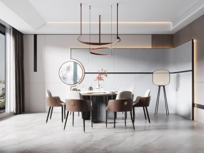 新中式餐厅3D模型下载